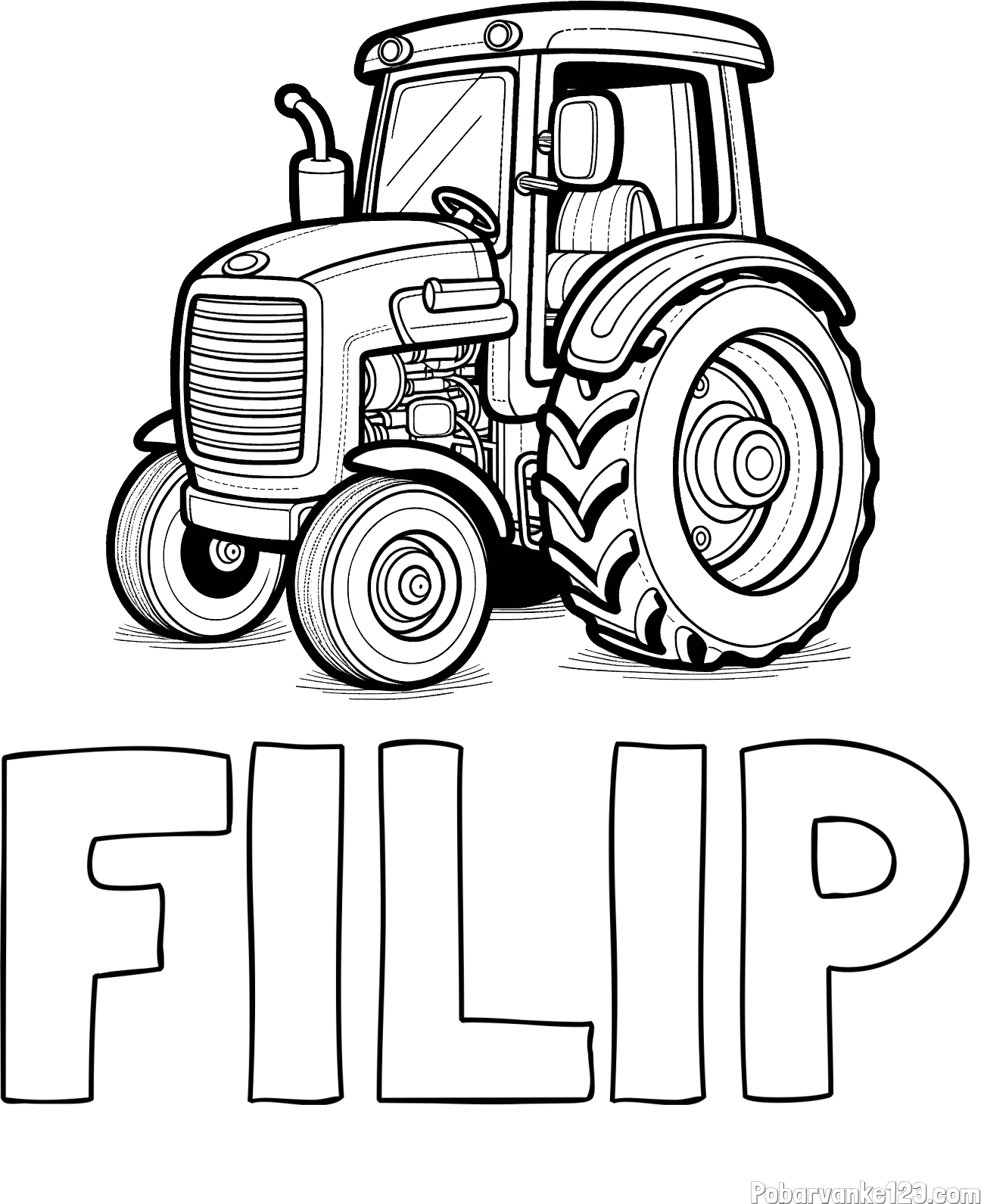 Pobarvanka imena FILIP in pobarvanka starega, a lepega traktorja