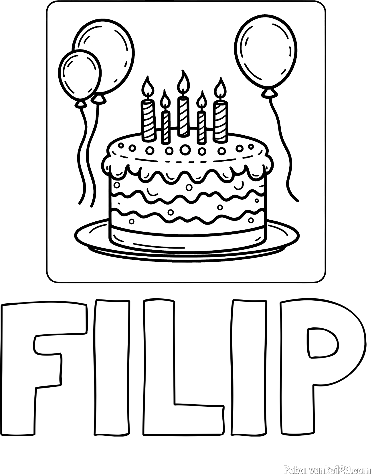 Pobarvanka imena FILIP in pobarvanka torte za 5. rojstni dan