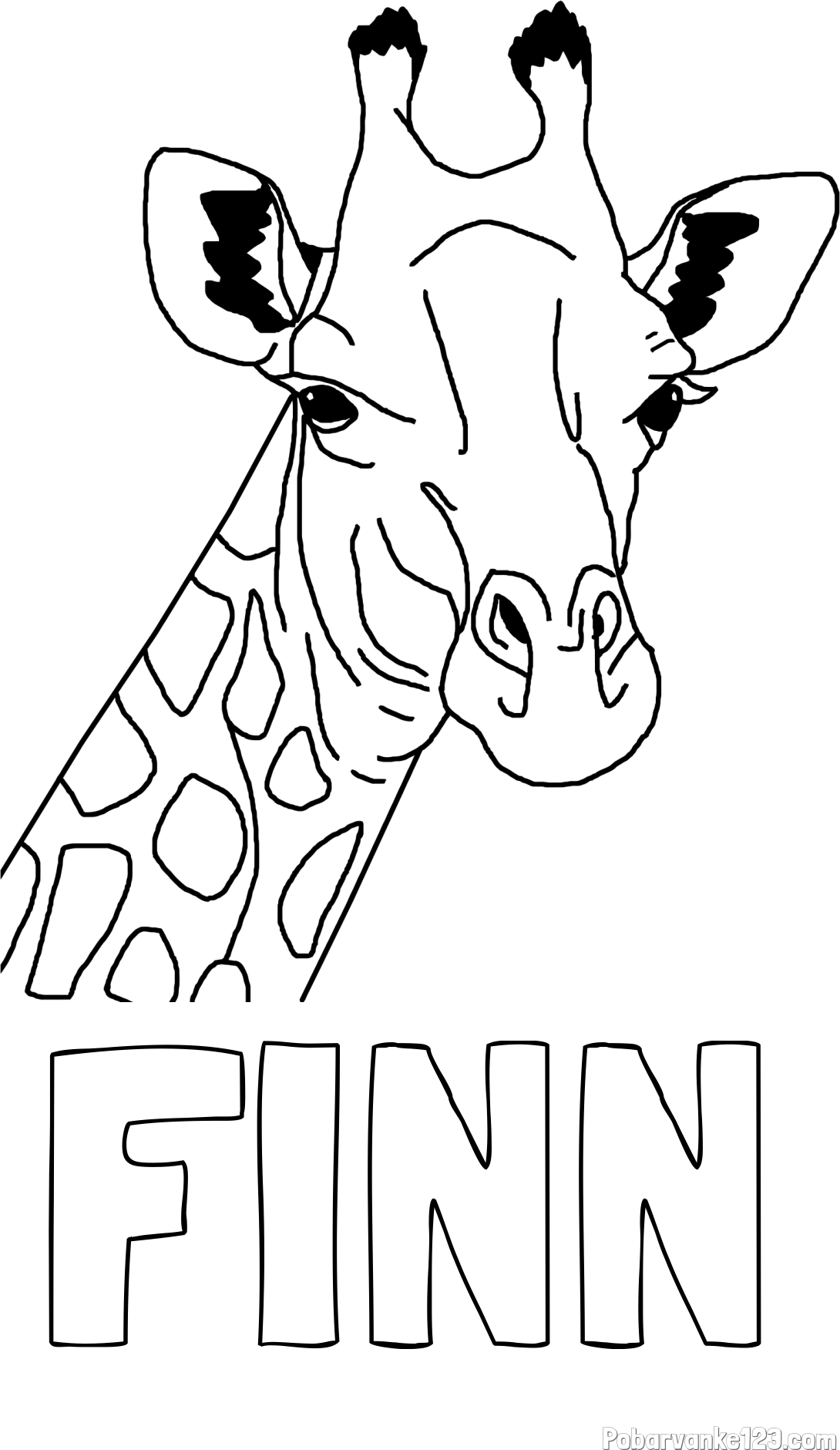 Pobarvanka imena FINN in lepa pobarvanka žirafje glave