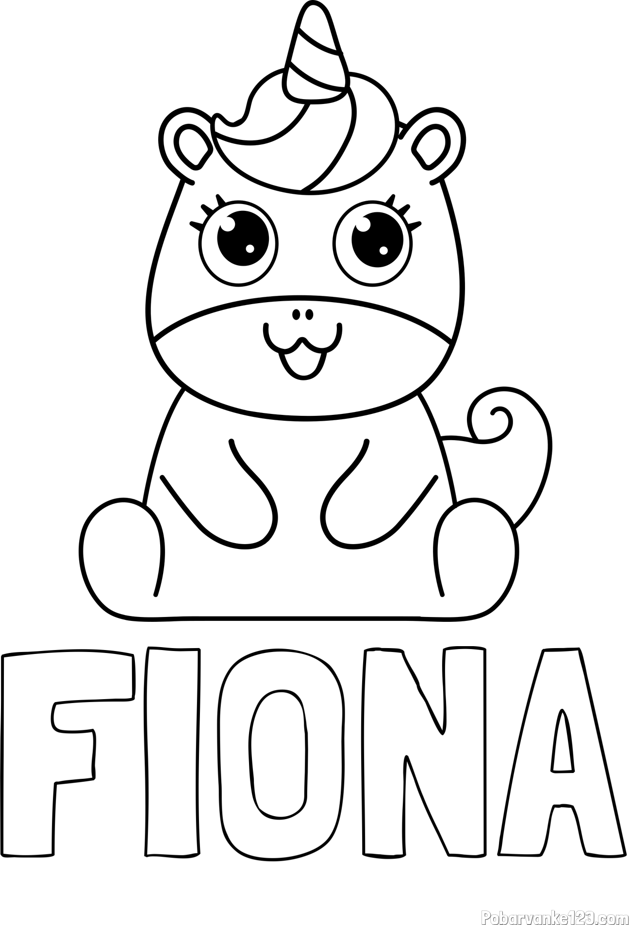 Pobarvanka imena FIONA in pobarvanka čudovitega samoroga Unicorn