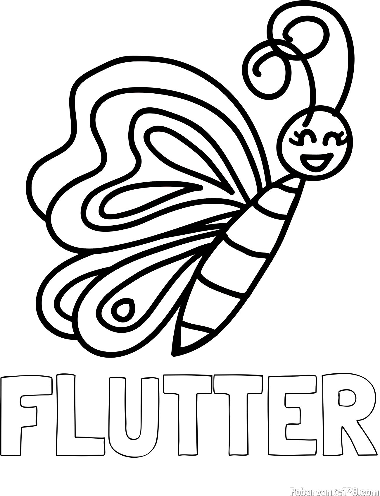 Pobarvanka imena FLUTTER in pobarvanka ljubkega metulja