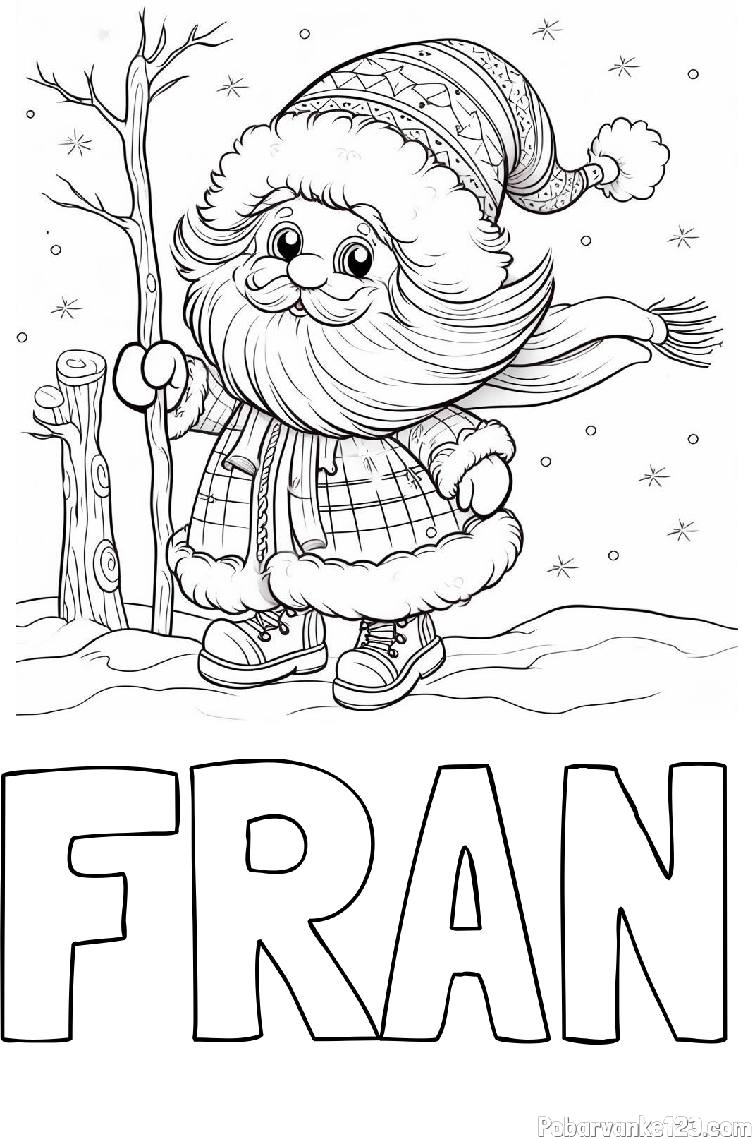 Pobarvanka imena FRAN in pobarvanka prikupnega Dedka Mraza