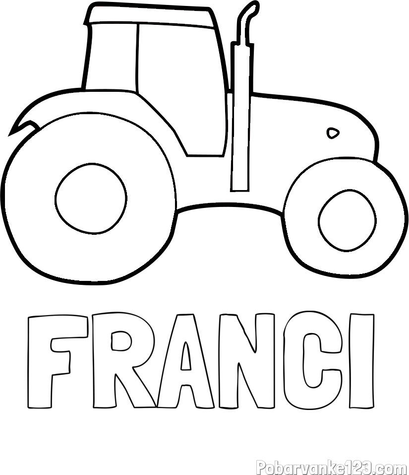 Pobarvanka imena FRANCI in otroška pobarvanka traktorja