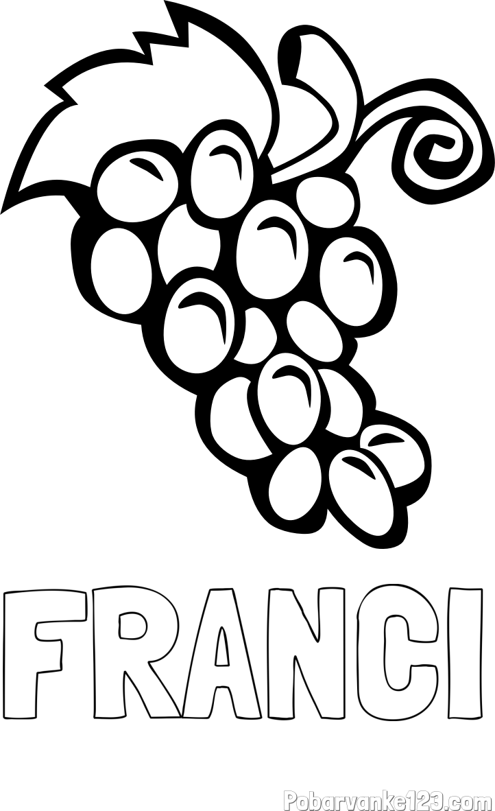 Pobarvanka imena FRANCI in pobarvanka grozdja