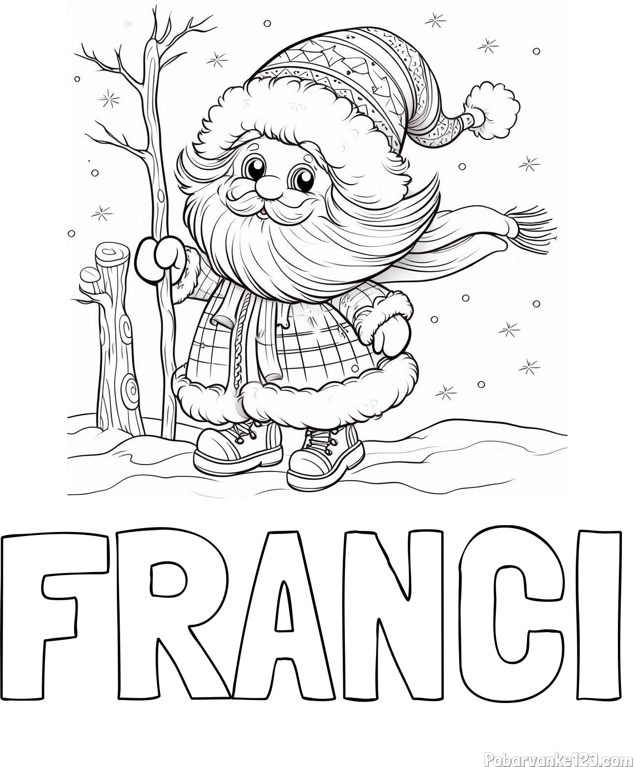 Pobarvanka imena FRANCI in pobarvanka prikupnega Dedka Mraza