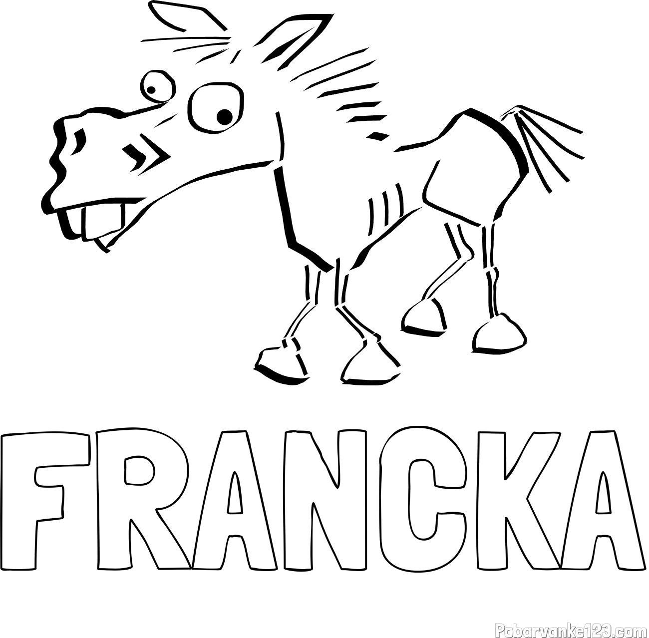 Pobarvanka imena FRANCKA in pobarvanka smešni konj