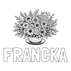 Online izdelana pobarvanka - Pobarvanka imena FRANCKA in pobarvanka velikega šopka rož