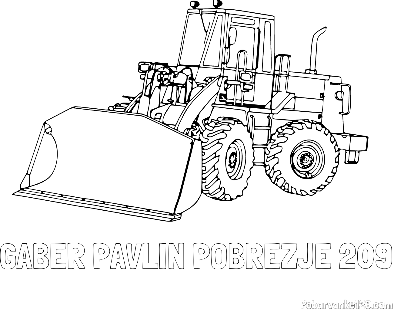 Pobarvanka imena GABER PAVLIN POBREZJE 209 in pobarvanka velikega bagra