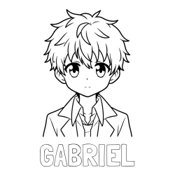 Online izdelana pobarvanka - Pobarvanka imena GABRIEL in pobarvanka fanta v anime slogu
