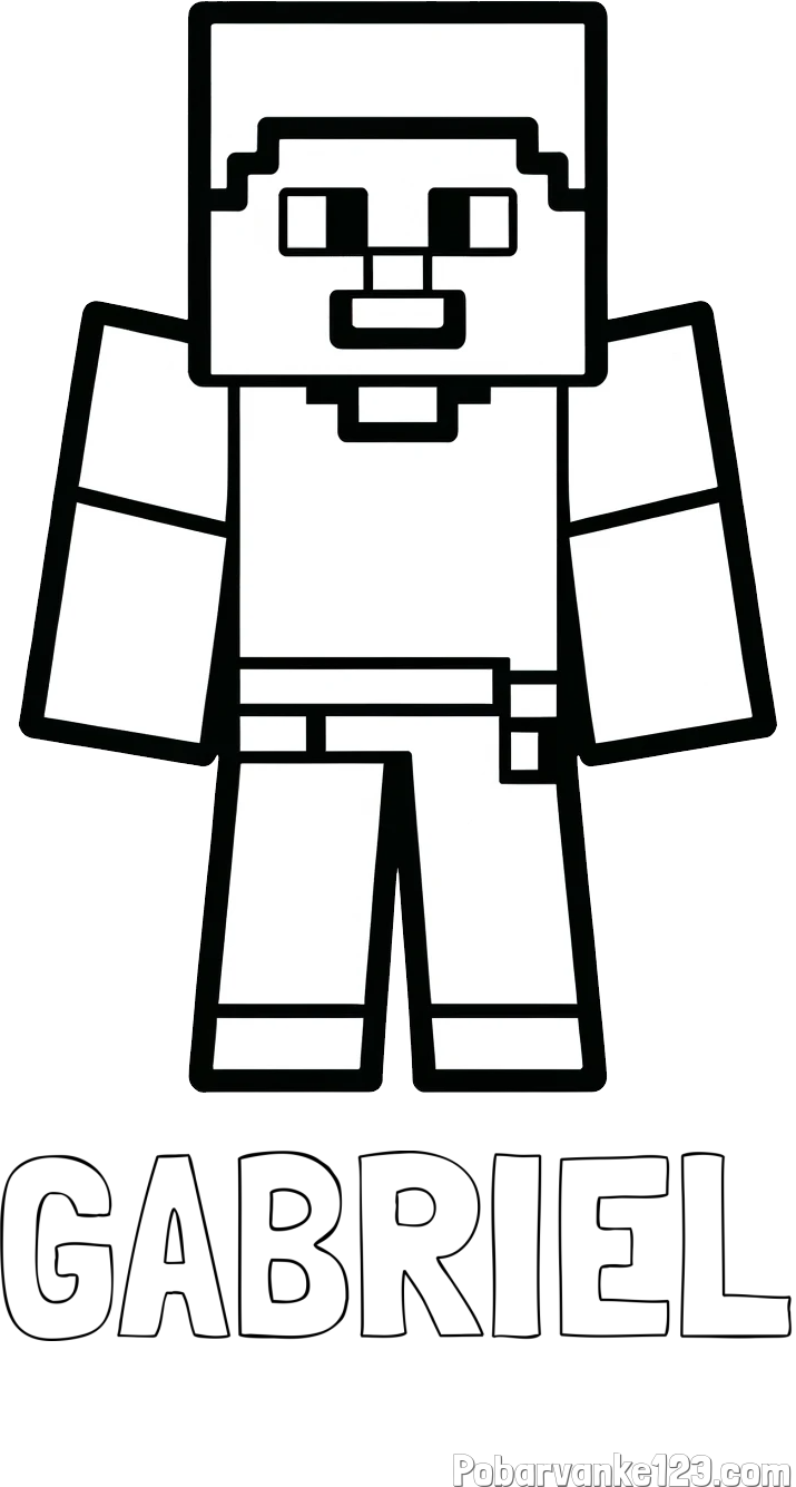 Pobarvanka imena GABRIEL in pobarvanka Minecraft figurice