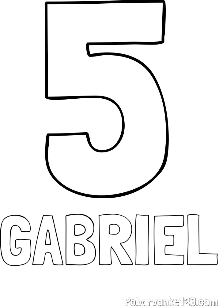 Pobarvanka imena GABRIEL in pobarvanka številke pet (5)