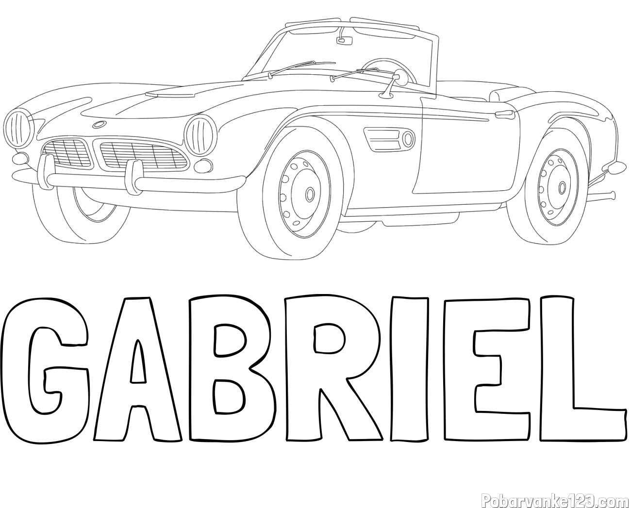Pobarvanka imena GABRIEL in pobarvnaka starega BMW