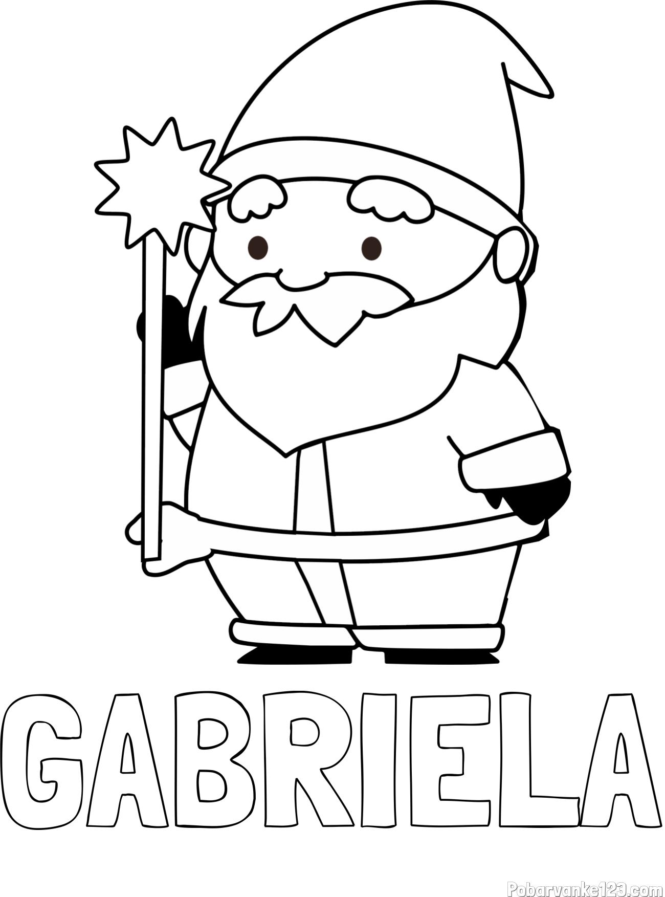 Pobarvanka imena GABRIELA in dedek Mraz