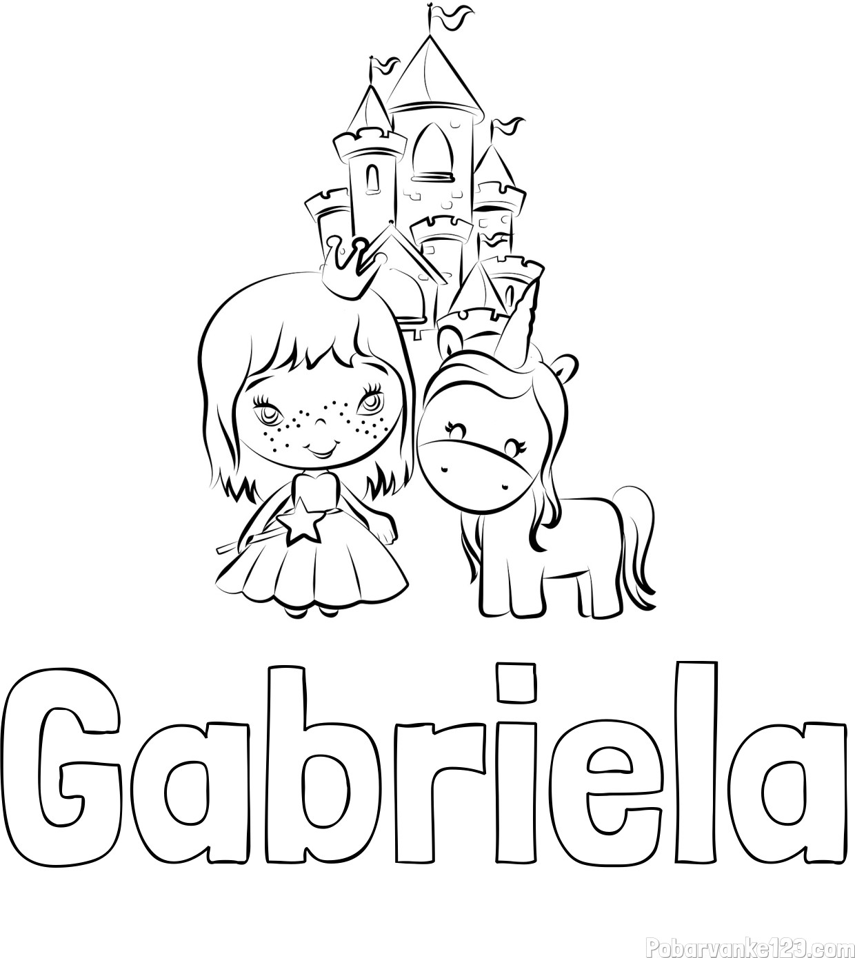 Pobarvanka imena Gabriela