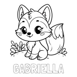Online izdelana pobarvanka - Pobarvanka imena GABRIELLA in pobarvanka lisičke
