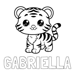 Online izdelana pobarvanka - Pobarvanka imena GABRIELLA in pobarvanka ljubkega tigrčka