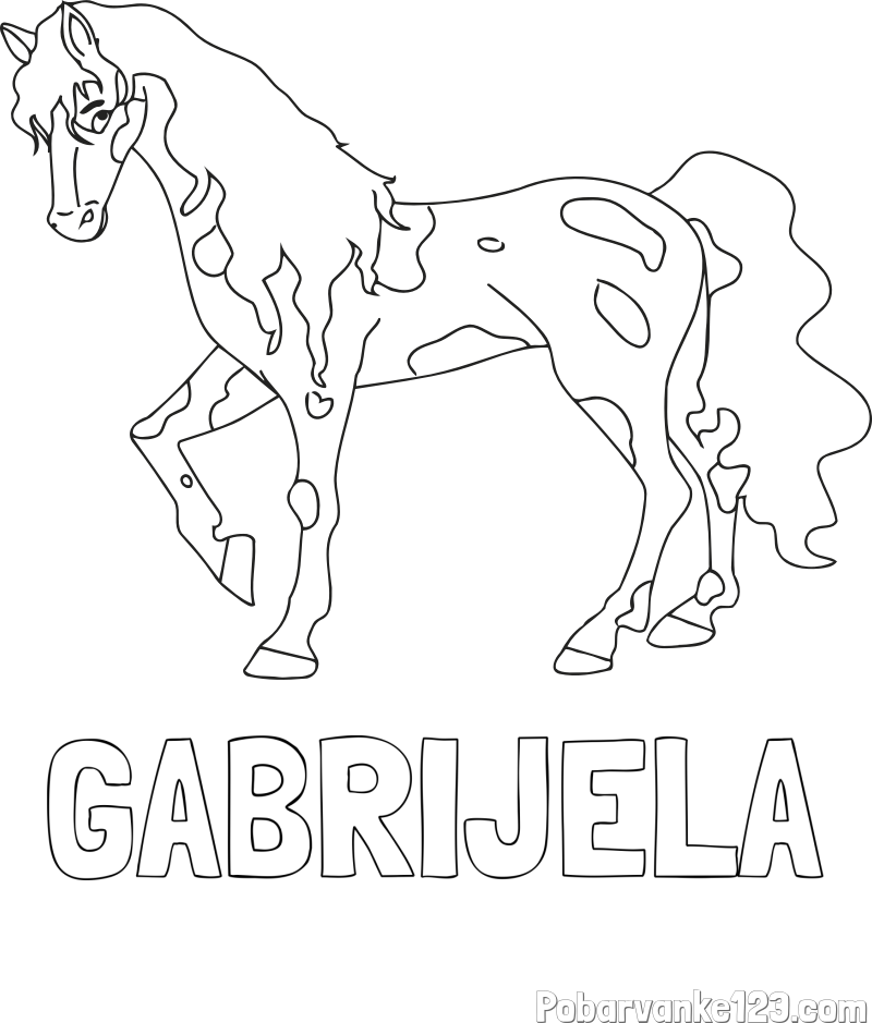 Pobarvanka imena GABRIJELA in pobarvanka lisastega konja