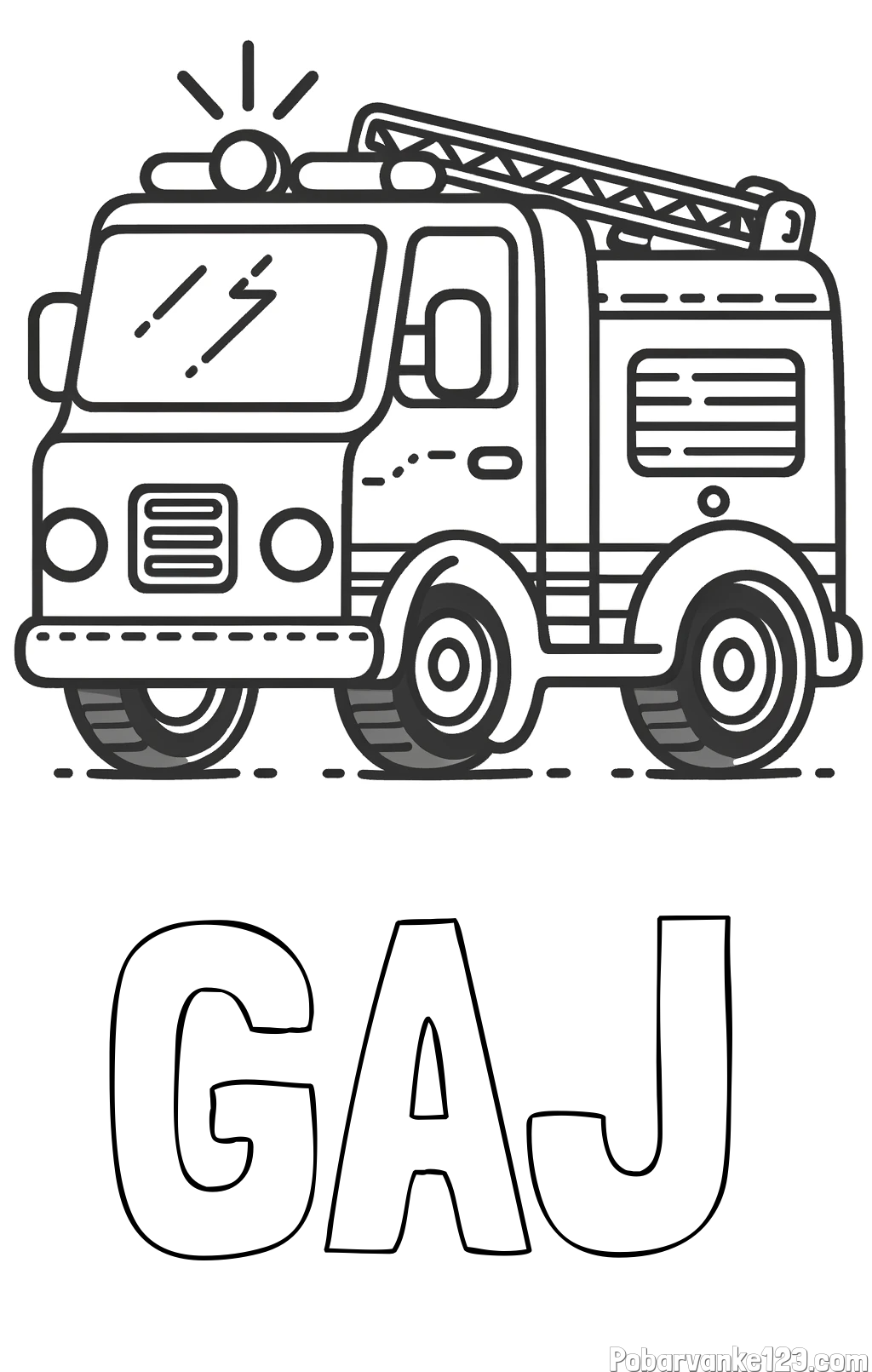 Pobarvanka imena GAJ in pobarvanka gasilskega avta z vklopljeno sireno