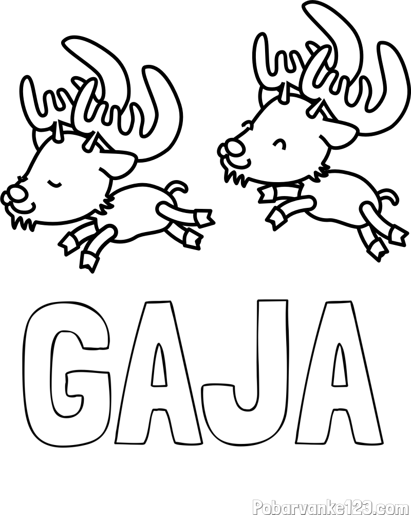 Pobarvanka imena GAJA in jelenčka