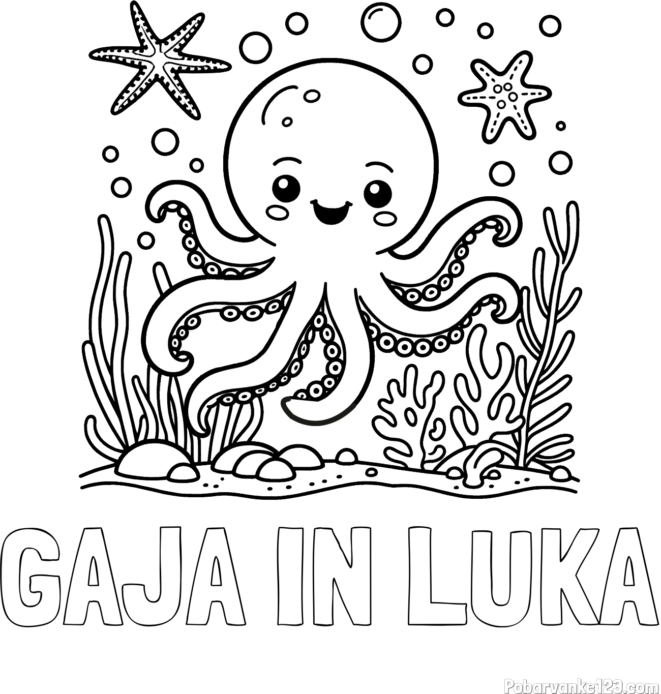 Pobarvanka imena GAJA IN LUKA in pobarvanka hobotnice