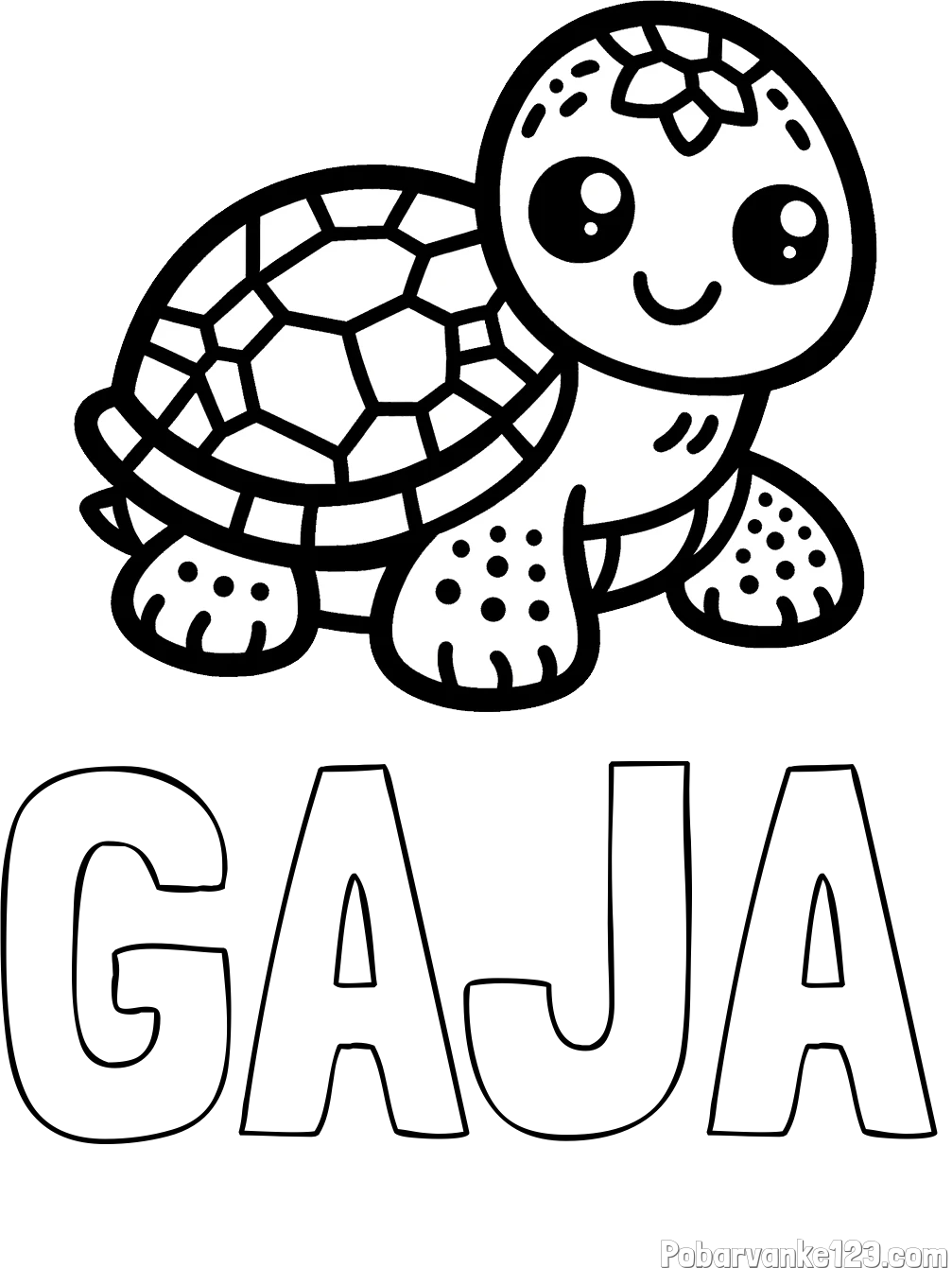 Pobarvanka imena GAJA in otroška pobarvanka želve