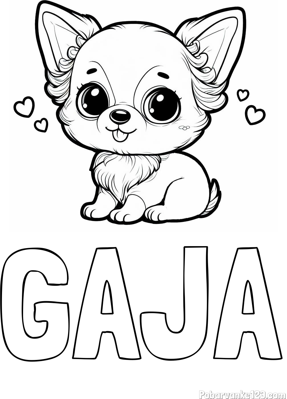 Pobarvanka imena GAJA in pobarvanka čivave