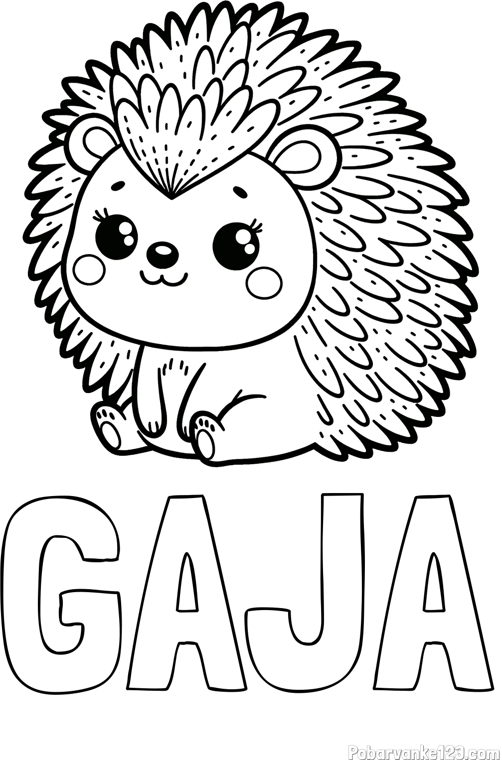 Pobarvanka imena GAJA in pobarvanka nasmejanega ježka