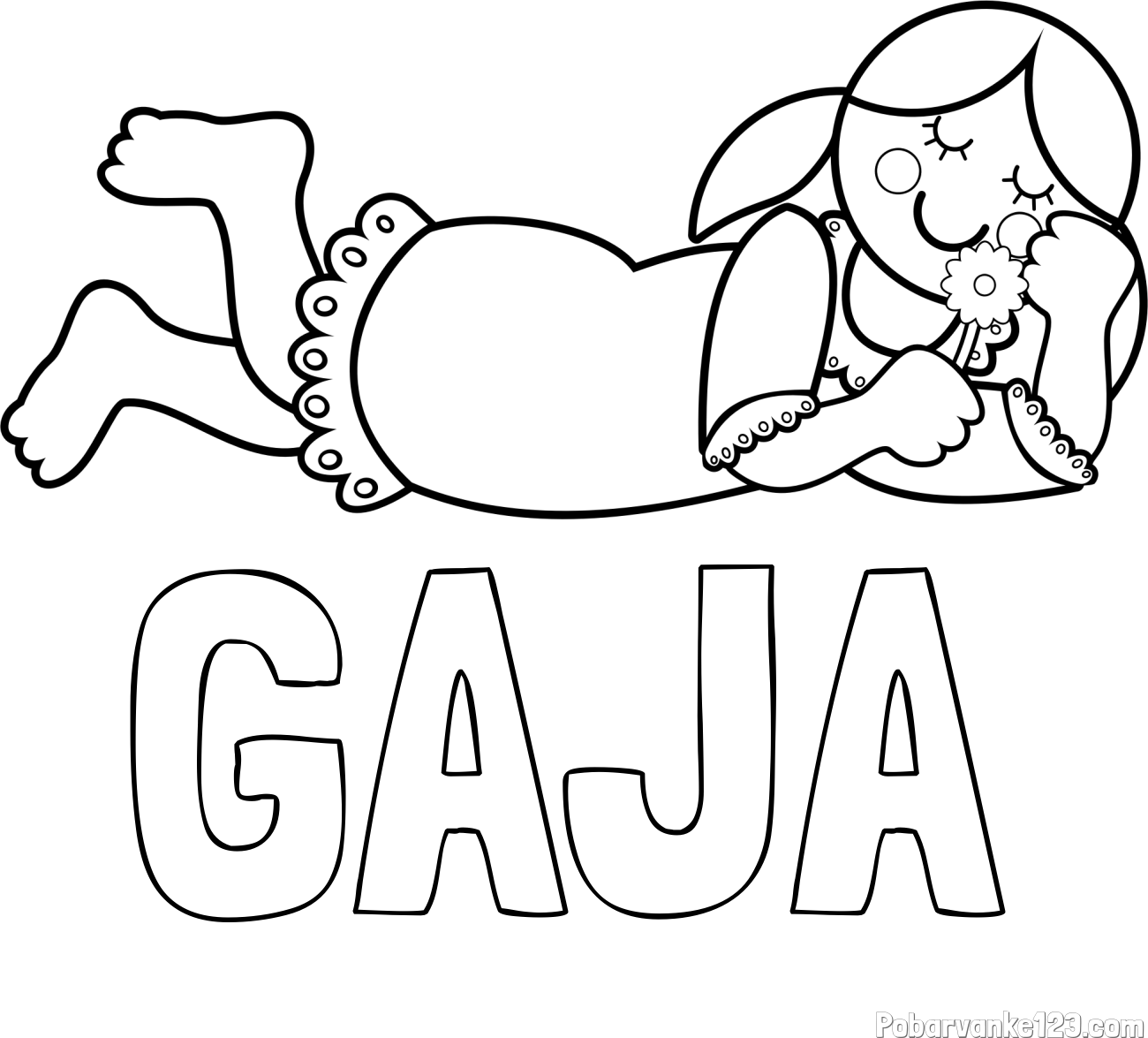 Pobarvanka imena GAJA in pobarvanka vesele punčke