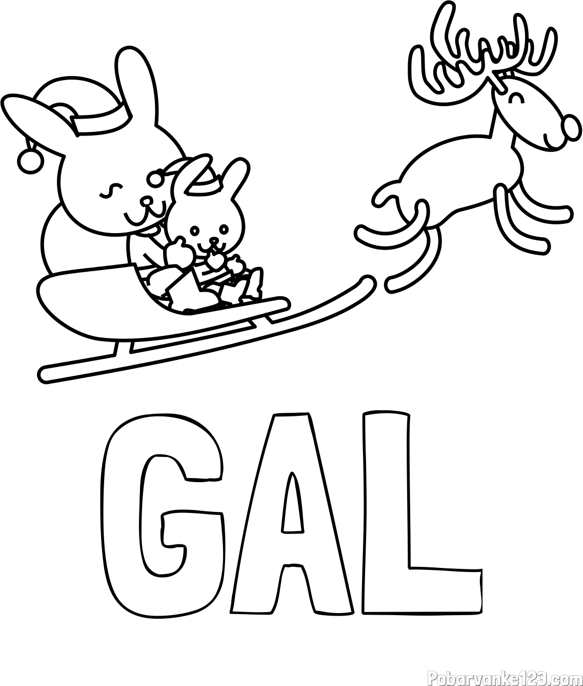 Pobarvanka imena GAL in božične sani