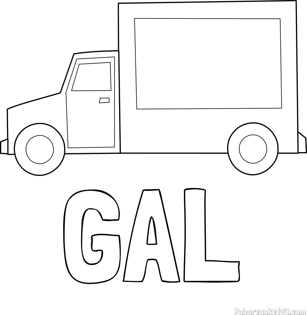 Pobarvanka imena GAL in otroška pobarvanka kamiona