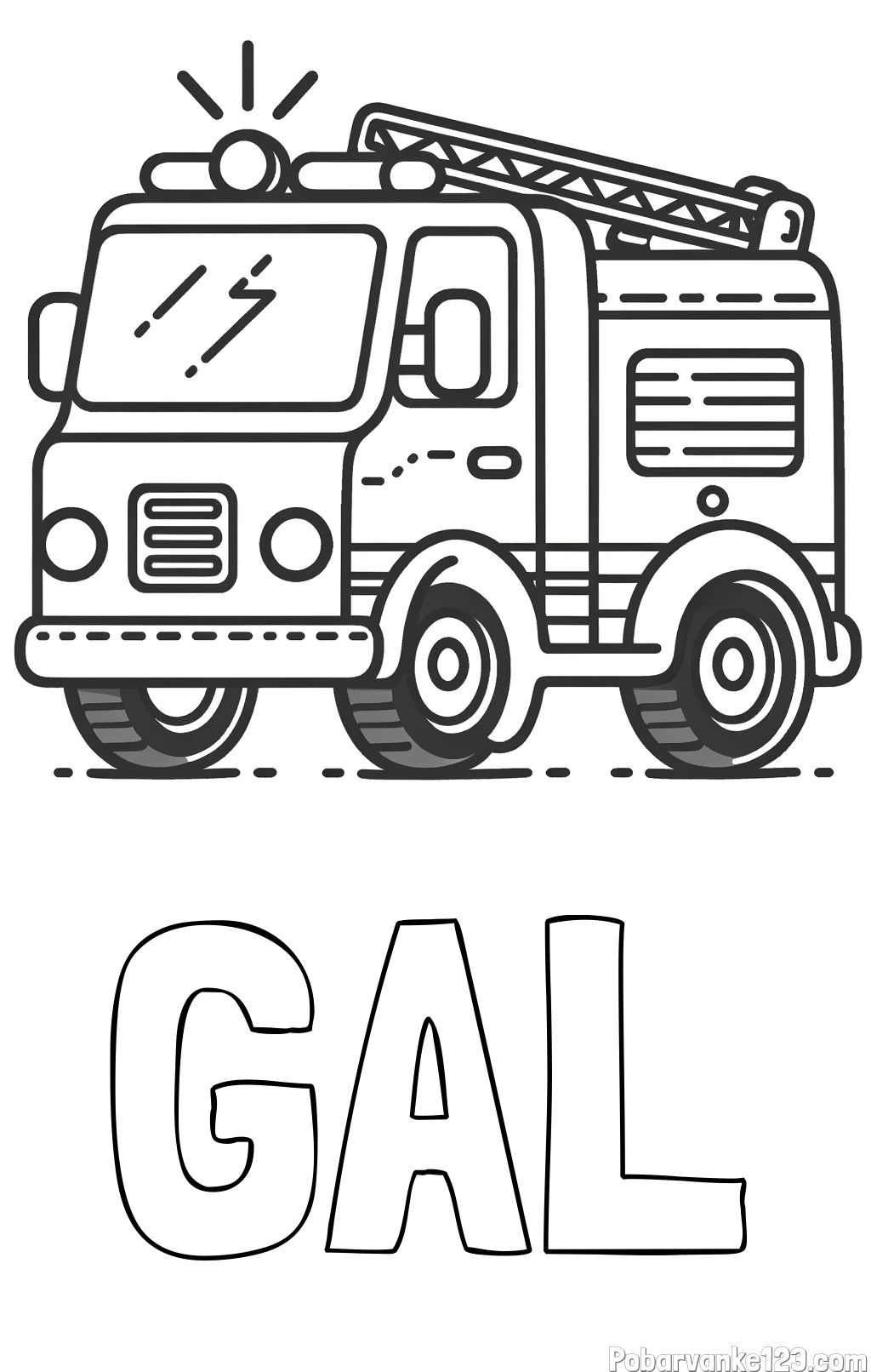 Pobarvanka imena GAL in pobarvanka gasilskega avta z vklopljeno sireno