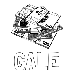 Online izdelana pobarvanka - Pobarvanka imena GALE in pobarvanka evrskih bankovcev