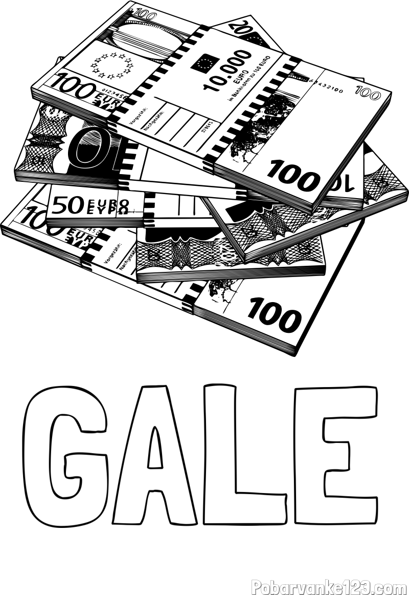 Pobarvanka imena GALE in pobarvanka evrskih bankovcev