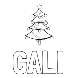 Online izdelana pobarvanka - Pobarvanka imena GALI in božična smreka
