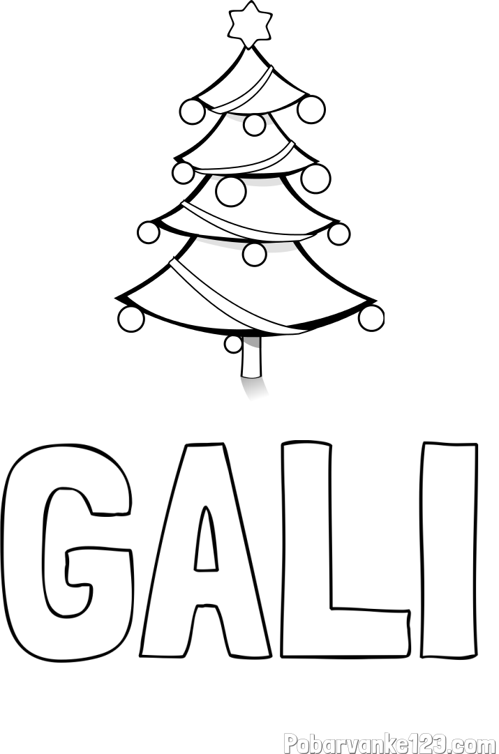 Pobarvanka imena GALI in božična smreka