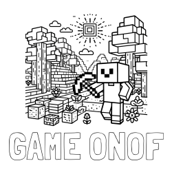 Online izdelana pobarvanka - Pobarvanka imena GAME ONOF in pobarvanka Minecraft sveta