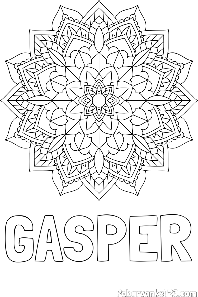 Pobarvanka imena GAŠPER in Čudovita pobarvanka mendale