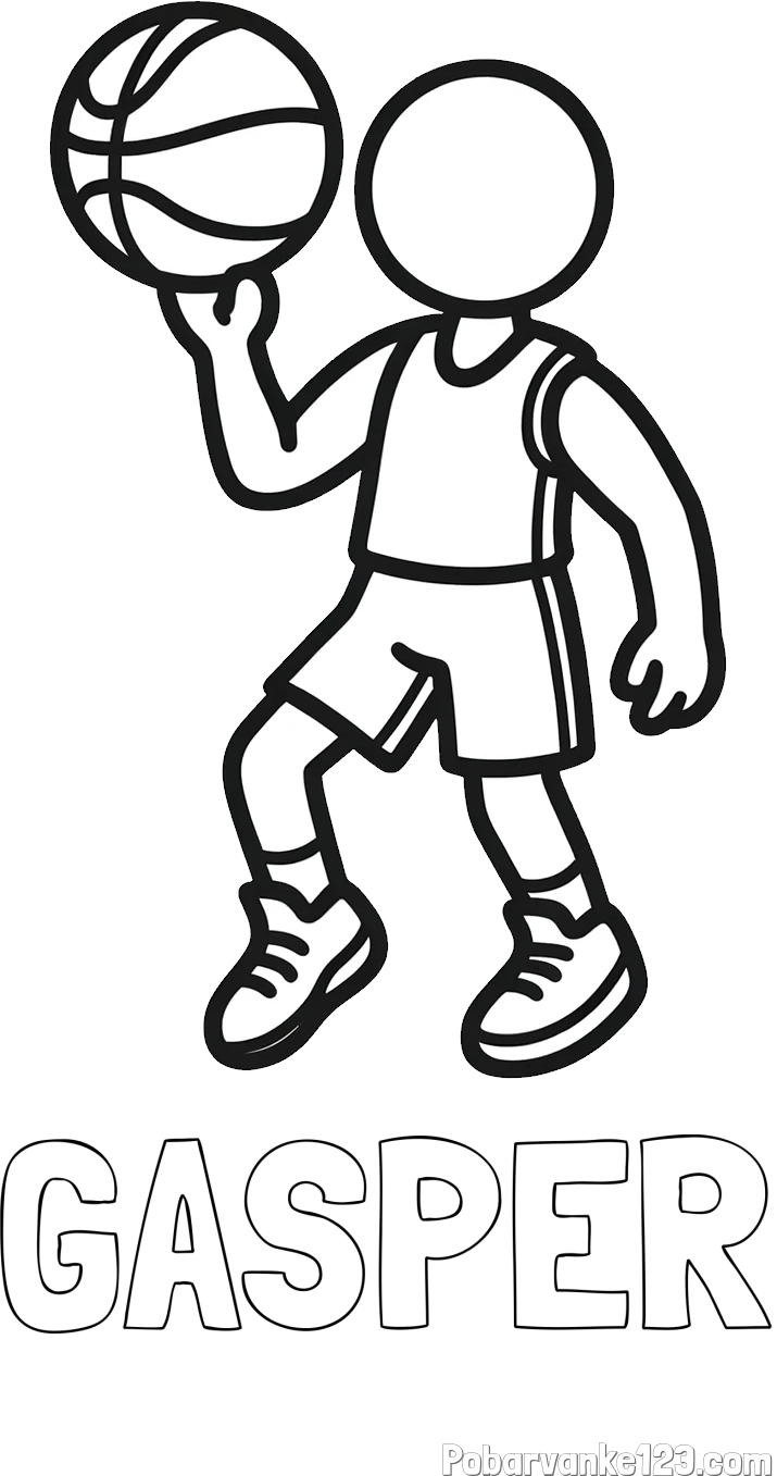 Pobarvanka imena GAŠPER in otroška pobarvanka košarkarja