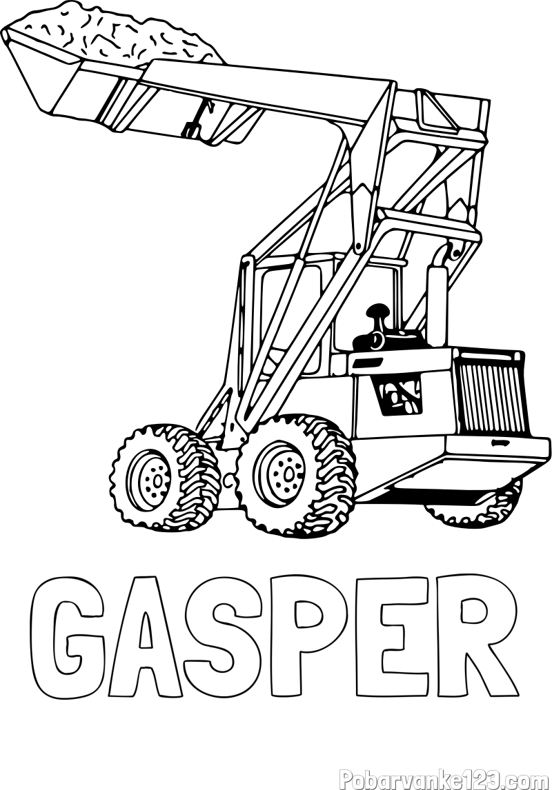 Pobarvanka imena GAŠPER in pobarvanka velikega traktorja