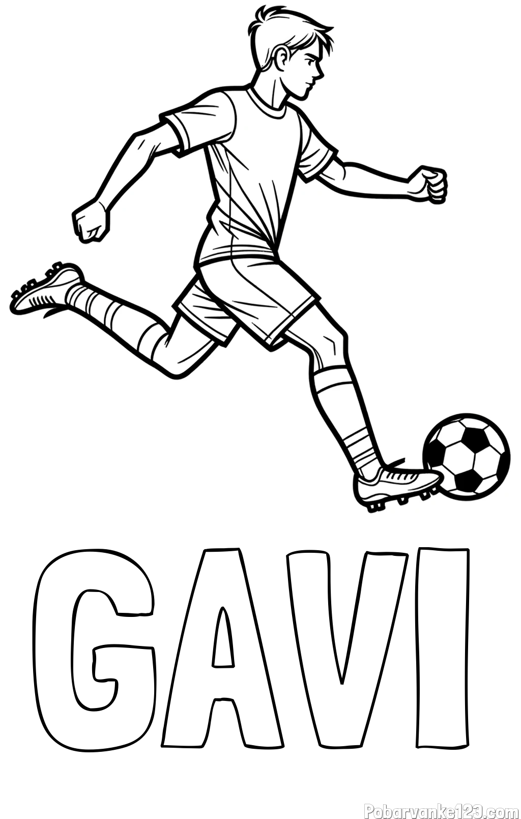 Pobarvanka imena GAVI in pobarvanka nogometaša v napadu