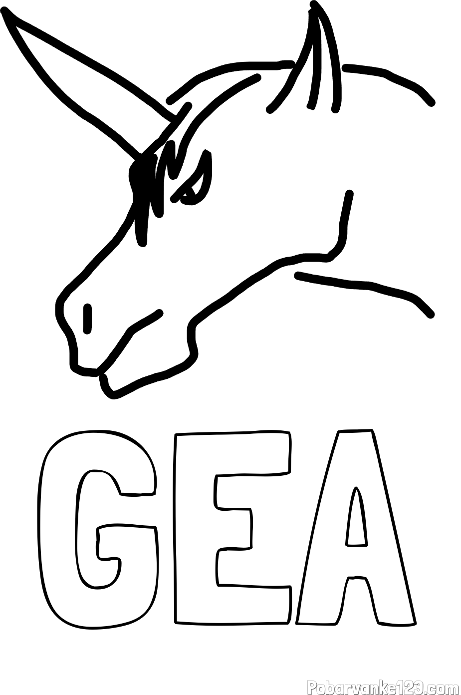 Pobarvanka imena GEA in pobarvanka unicorn