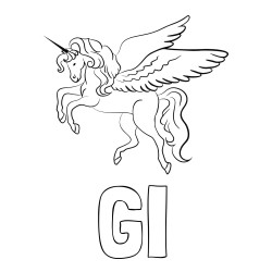 Online izdelana pobarvanka - Pobarvanka imena GI in lepa pobarvanka samoroga