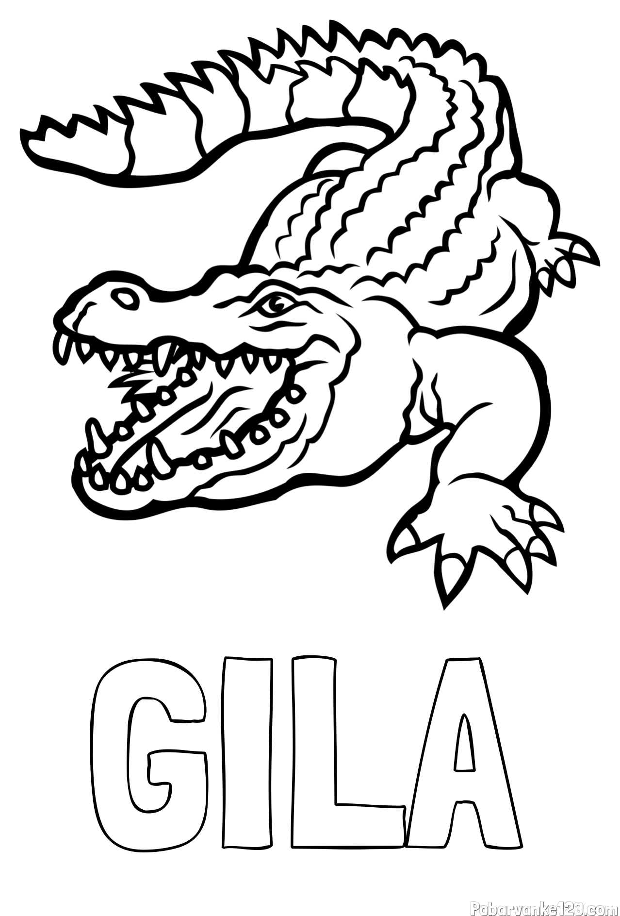Pobarvanka imena GILA in pobarvanka krokodila
