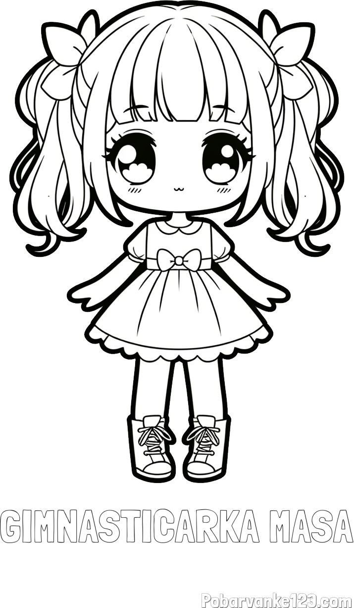 Pobarvanka imena GIMNASTIČARKA MAŠA in pobarvanka anime punčke