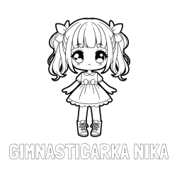 Pobarvanka imena GIMNASTIČARKA NIKA in pobarvanka anime punčke