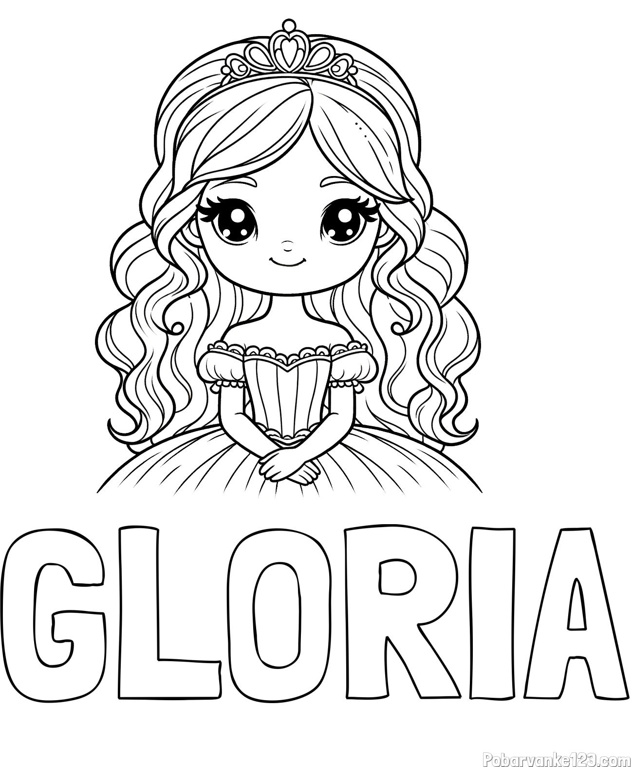 Pobarvanka imena GLORIA in pobarvanka ljubke princese