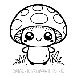 Online izdelana pobarvanka - Pobarvanka imena GOBA JE PO TVOJI ŽELJI. in otroška pobarvanka gobe