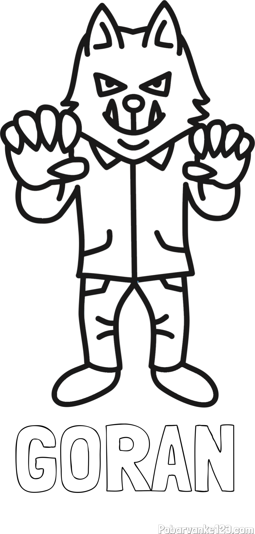Pobarvanka imena GORAN in pobarvanka zlobnega volka iz Rdeče kapice