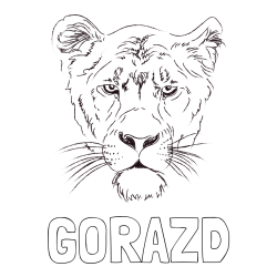 Online izdelana pobarvanka - Pobarvanka imena GORAZD in pobarvanka levinje