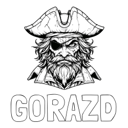 Online izdelana pobarvanka - Pobarvanka imena GORAZD in pobarvanka zlobnega gusarja